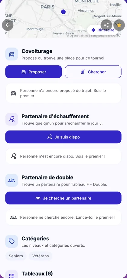 Covoiturage et partenaires dans l'app PingMap
